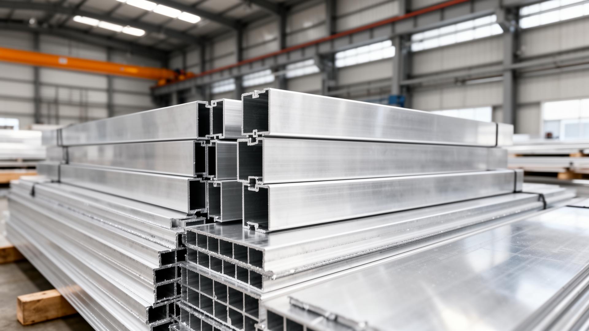 Aluminium profiles in factory